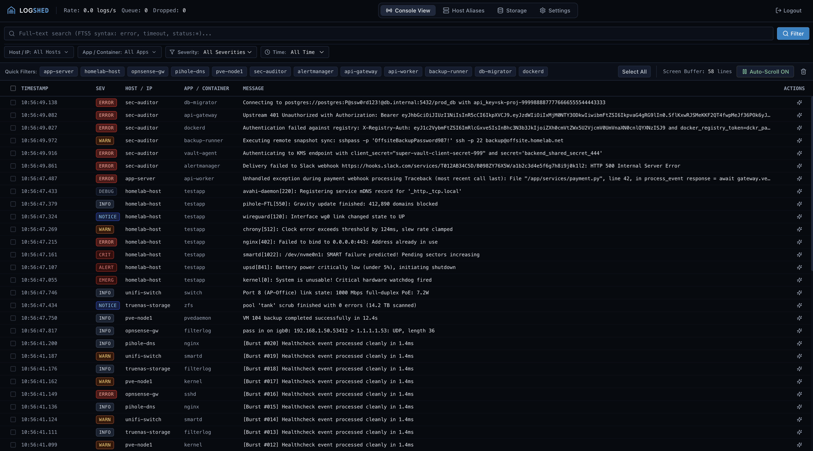 LogShed Interface Preview